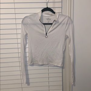 Zip up white crop top